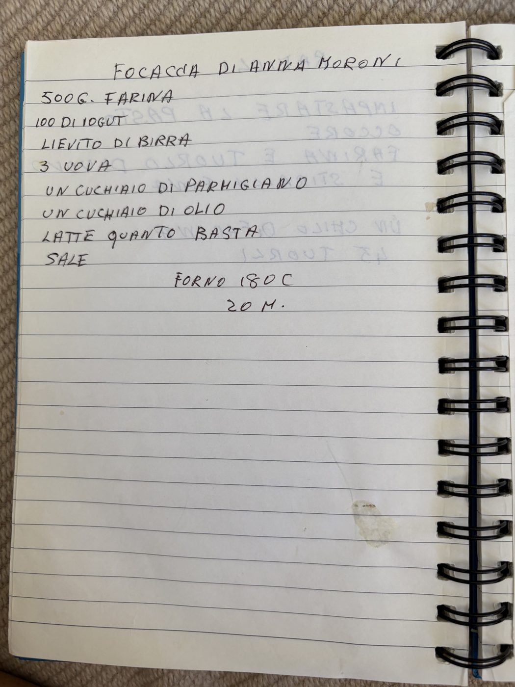 Focaccia di Anna Moroni recipe