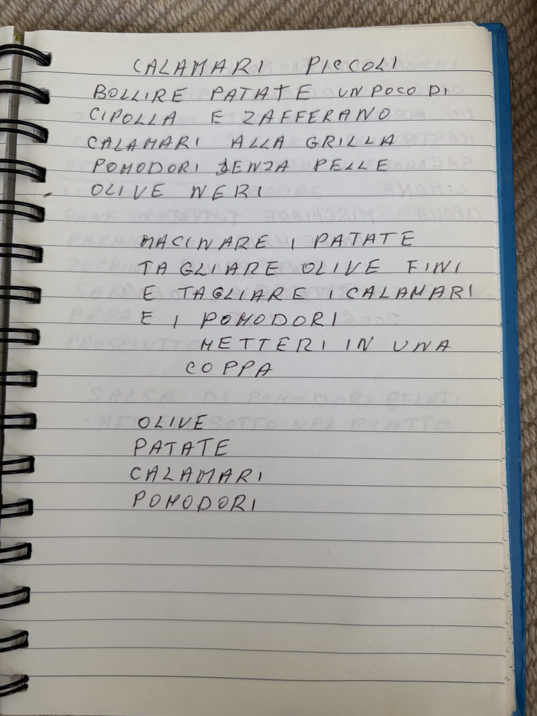 Calamari piccoli — small grilled calamari