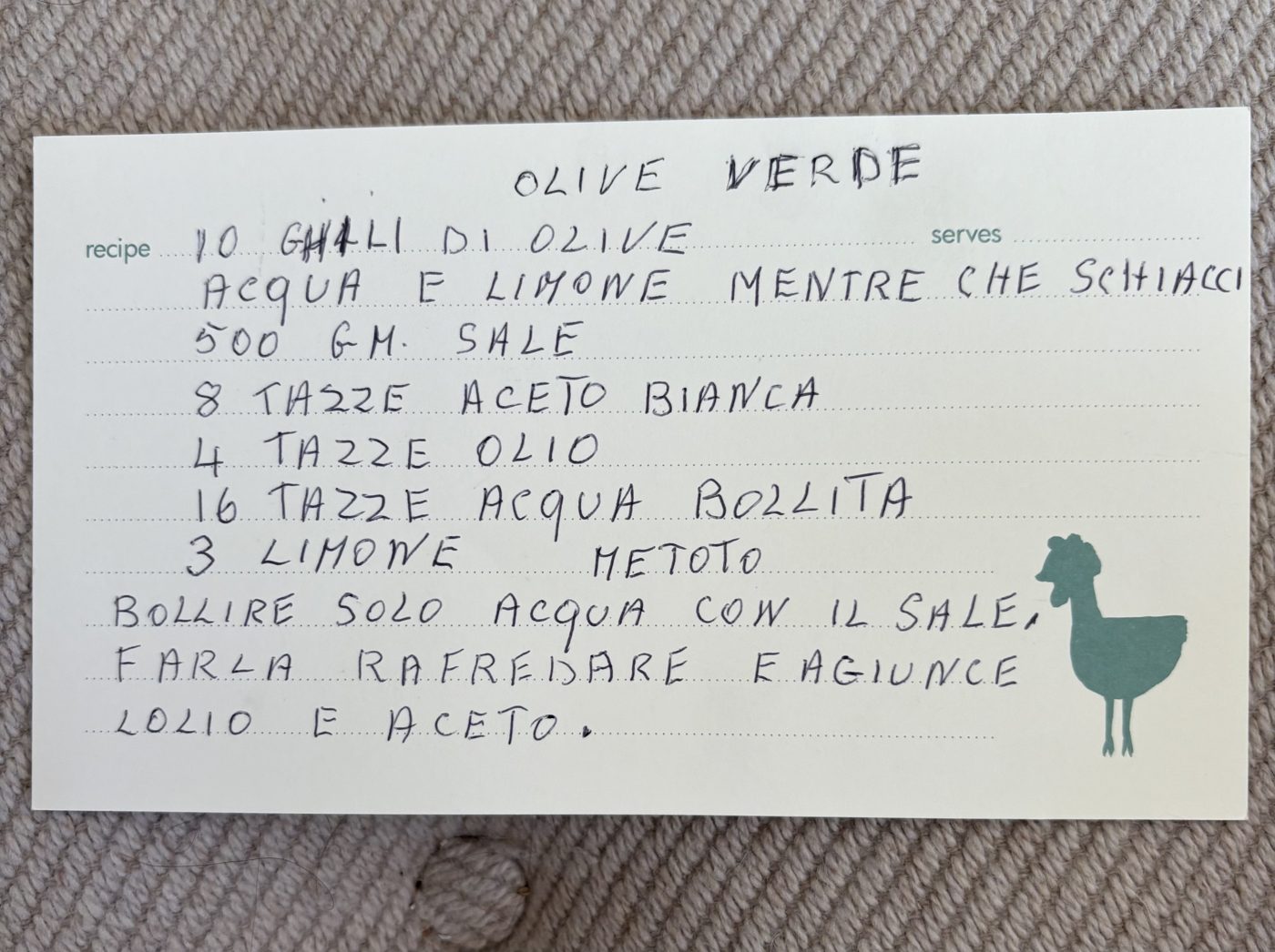 Olive verde — green olives ingredients