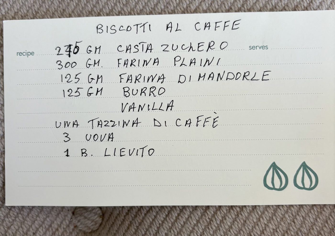 Biscotti al caffè recipe card