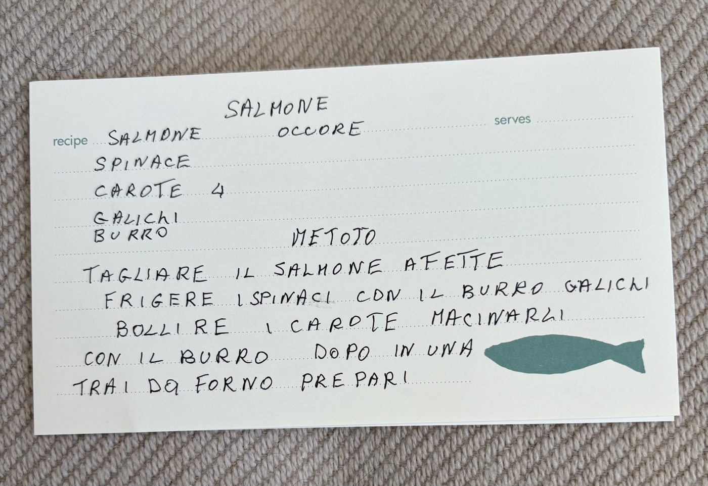 Salmone — salmon recipe card